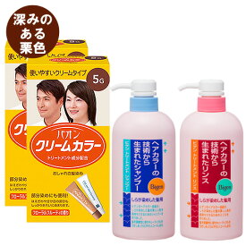 ヘンケル パオン クリームカラー 5G 深みのある栗色 2個 ＆ ホーユー ビゲン トリートメント シャンプー＆リンス 各600ml 【送料込】