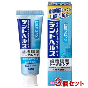 デントヘルス 薬用ハミガキ 口臭ブロック 85g×3個セット オーラルケア デンタルケア 歯磨き 医薬部外品 ライオン(LION) 送料込(北海道除く)