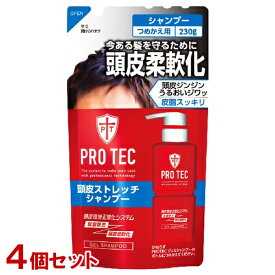 プロテク(PRO TEC) 頭皮ストレッチ シャンプー 詰替用 230g×4個セット 医薬部外品 頭皮ケア・ニオイ対策 ライオン(LION)【送料込】