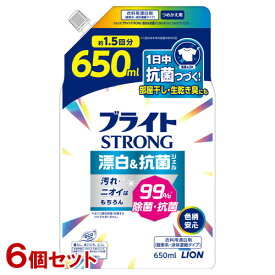 ブライト ブライトSTRONG 衣類用漂白剤(酸素系・液体濃縮タイプ) 詰替用 650ml×6個セット 部屋干し・生乾き臭にも ライオン(LION)【送料込】