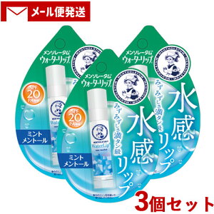 メンソレータム ウォーターリップ ミントメントール 4.5g×3個セット リップクリーム Mentholatum ロート製薬(ROHTO)【メール便送料込】