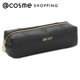 マリークワント シンプルエンボスデイジースクエアペンケース ブラック 本体 H5×W18.5×D6cm 化粧ポーチ・メイクボックス アットコスメ