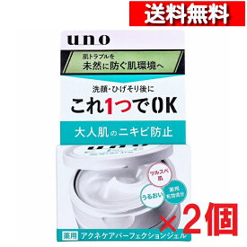 [ 2個 セット ] UNO ウーノ 薬用 アクネケア パーフェクションジェル 90g [4550516474858] ニキビ 吹出物 アクネ ジェル フェイスクリーム 保湿クリーム スキンクリーム オールインワン スキンケア メンズ化粧品 uno 男性化粧品 多機能ジェル オールインワン化粧品