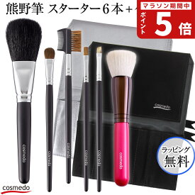 【RSL】46%OFF【熊野筆 メイクブラシ セット 6本+ケース】スターターセットスペシャル 日本製（天然毛 メイクブラシセット フェイスブラシ チークブラシ アイシャドウブラシ アイブロウブラシ 誕生日 プレゼント ギフト 女性 メンズメイク 男性にも 携帯 収納 熊野化粧筆 ）