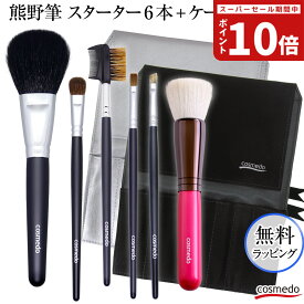 46%OFF【 熊野筆 メイクブラシ セット 6本+ケース付き 】スターターセットスペシャル（ 日本製 天然毛 メイクブラシセット フェイスブラシ チークブラシ アイシャドウブラシ アイブロウブラシ 熊の筆 誕生日 プレゼント ギフト 女性 携帯 収納 熊野化粧筆） ＊