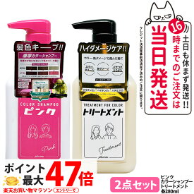 【2点セット】pluseau プリュスオー カラーシャンプー ピンク 280ml + ヘアトリートメント for color 280ml ヘアカラー plus eau ダメージ 補修 トリートメント カラーキープ 送料無料