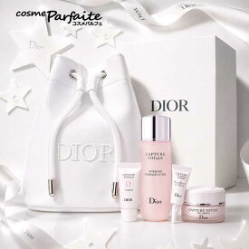 【P10倍 要エントリー】クリスチャンディオール Dior カプチュール トータル＆カプチュール トータル セル ENGY ドローストリング ホワイト ポーチセット 選べる外箱あり/なし ミニコフレ スキンケアセット ギフト プレゼント