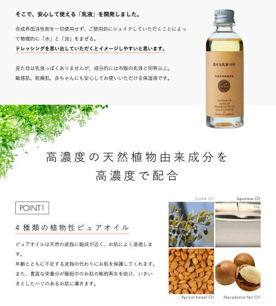楽天市場 界面活性剤不使用 乳液 まぜる乳液100 100ml 約2ヵ月分 ホホバオイル スクワラン 杏仁油 アプリコットオイル アプリコットカーネルオイル 生コラーゲン 植物性セラミド 高濃度配合 敏感肌 乾燥肌に合成界面活性剤無添加 パラベン アルコールフリー