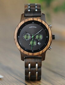 生活防水 木製 腕時計 女性 クォーツ クロノグラフ レディース ボボバード BOBO BIRD ストップウォッチ Watch Wood ウッド ウォッチ