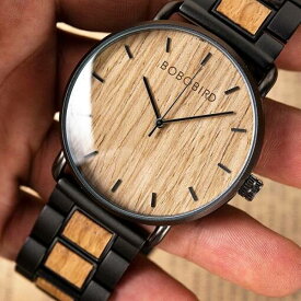 木製 腕時計 クォーツ メンズ ボボバード 男性 BOBO BIRD シンプル MENS Watch Wood 金属 ブラックメタル ウッドウォッチ