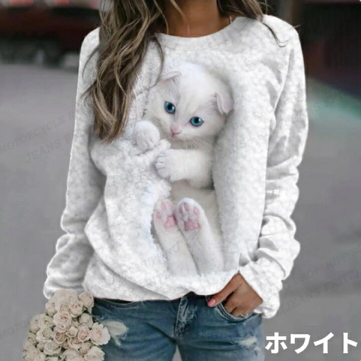 楽天市場】女性用 レディース ラウンドネック 3Dプリント Tシャツ 