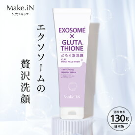 エクソソーム グルタチオン クレイ 洗顔 フォーム ウォッシュ EXOSOME×GLUTATHIONE CLAY FACE WASH どろ泡洗顔 130g Make.iN 洗顔 フェイスウォッシュ クレンジング ホワイトクレイ 白玉 セラミド 肌トラブル 改善 PB