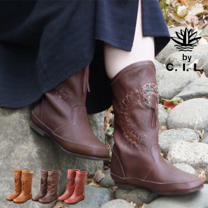 楽天市場 C I L レザーテープ ミドルブーツ レディース 本革 牛革 フラット ローヒール ぺたんこ レザー コンフォート フォークロア ナチュラル ウエスタンブーツ フリンジ 編み込み 公式shop Factory To Closet