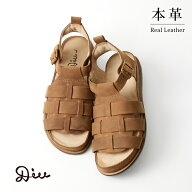 Diu ディウ グルカサンダル メッシュサンダル レディース 春 夏 秋 本革 カップインソール ブラック ダー…