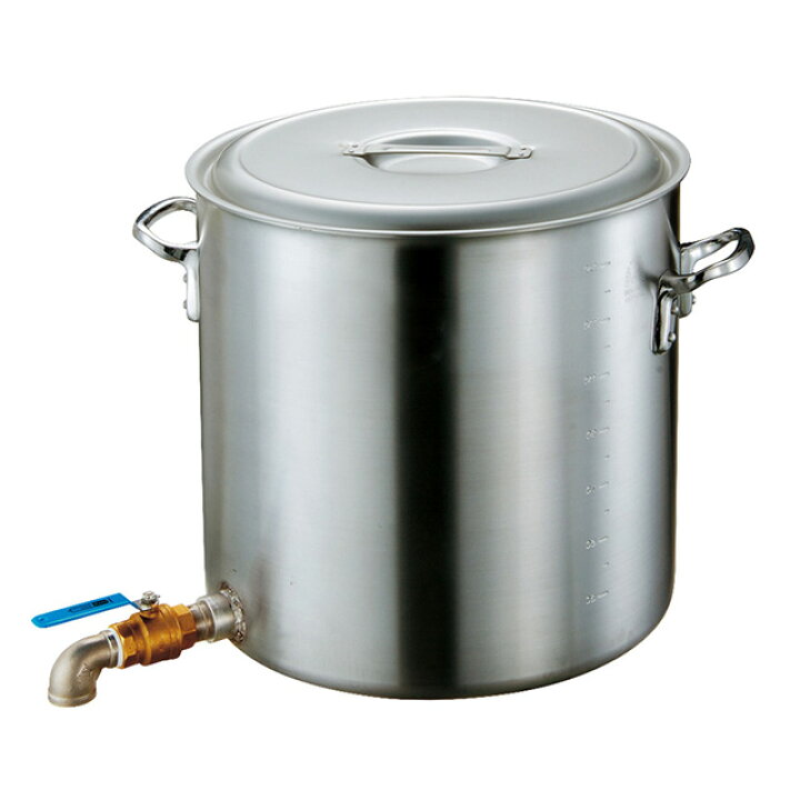楽天市場】アルミ寸胴鍋蛇口付 2吋バルブ 目皿ナシ 51cm 100L（006232 