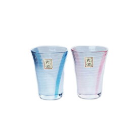 ビールグラス 泡立ちぐらす山 ペアビヤーグラス ブルー・ピンク 木製ケース入 東洋佐々木ガラス（G048-T260）ビアグラス ギフト