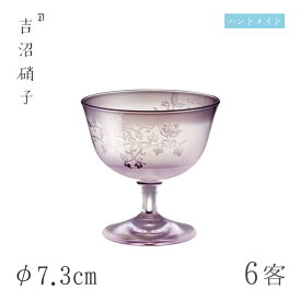 小鉢 φ7.3cm 6枚 小紋鉄線 珍味入 吉沼硝子（12-802）ガラスが綺麗な手作りの丸小鉢 硝子食器 おしゃれ プロ
