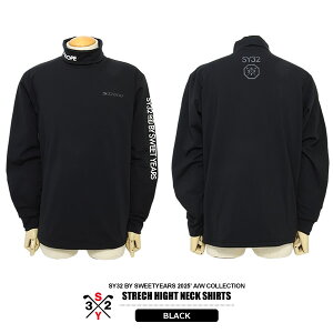 SY32 ゴルフ カットソー ハイネック モックネック メンズ 長袖 保温 ストレッチ ロゴ バイカラー 起毛 SY32BYSWEETYEARS SYG-25A1-35 2025秋冬