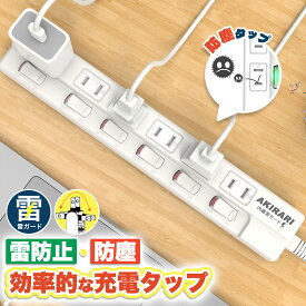 電源タップ スイッチタップ 無灯タイプ 6個口 独立スイッチ 壁掛け 180°スイングプラグ ほこり防止シャッター付き 配線しやすい 雷ガード コンセントタップ 1m 2m 3m
