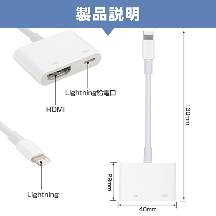 魅了 最新版 iPhone HDMI 変換 アダプタ ライトニング av