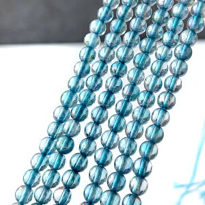 天然石アクアマリン(ラウンドプレーン)オーロラコーティング大きさ 約4mm穴径 約0.4〜0.5mm10個