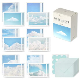 モノライク デイバイデー ミニカード クラウド Day-by-day mini card, Cloud ミニカード - 36枚 封筒 36枚 ステッカー 36個セット ミニデザイン お祝いカード 感謝カード