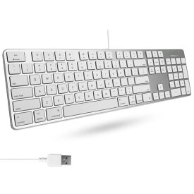 Macally 超薄型 USB A 有線キーボード テンキー付き Apple Mac Pro、MacBook Pro/Air、iMac、Mac Mini、ラップトップ コンピュータ、Windows デスクトップ PC ラップトップ用 シルバー (SLIMKEYPROA)