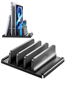 VAYDEERノートパソコンスタンド 縦置きノートpc スタンド 3台収納 ホルダー幅調整可能 ABS樹脂製 for タブレット/ipad/Surface/MacBook Pro Air 縦置き用 -ブラック