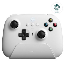 8BitDo Ultimate 2.4Gワイヤレスコントローラー、 ホールエフェクトジョイスティックアップデート、PC用の充電ドックを備えたゲームコントローラー、 Android、Steam Deck＆Apple (White)