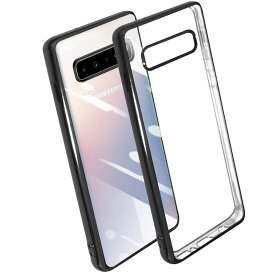 Galaxy S10 ケース クリア ギャラクシーS10 SC-03L SCV41 カバー 透明 TPU ソフト 薄型 耐衝撃【指紋防止 落下防止 黄変防止 安心保護 軽量 Qi急速充電対応】黒縁 背面クリア メッキ加工 Samgsung Galaxy S1