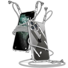 iPhone 11 Pro ケース クリア ショルダー iPhone11Pro スマホケース アイフォン11Pro カバー 肩掛け 斜めかけ 縄掛けケース 透明 薄型 軽量 TPU 携帯ケース 紐付き 斜めがけ 織りストラップ付き 長さ調