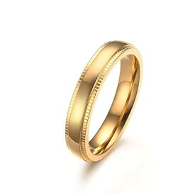 アクセサリー 指輪 メンズ ゴールド ステンレス 細い リング シンプルファッション 結婚指輪 ヘアライン 艶消し 平打ち 仕上げ 人気 記念日 プレゼント (ゴールド, 12)