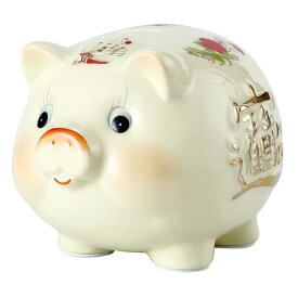 ledmomo かわいい貯金箱 豚の貯金箱 アニマルバンク 陶器 可愛い 貯金箱 豚の置物 ぶた 豚 かわいい 500円 大容量