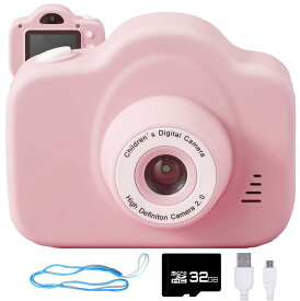 トイカメラ 男の子 女の子 3歳 nikome キッズトイカメラ 子供用 32GB SDカード付き (ピンク)