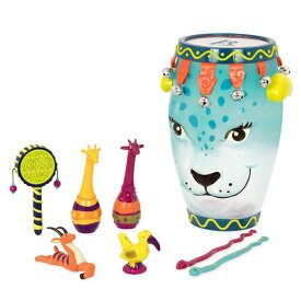 B. toys 楽器おもちゃ 7ピースセット 子供用ドラムセット ジャングルの動物たち 音楽おもちゃ 2歳～ 正規品
