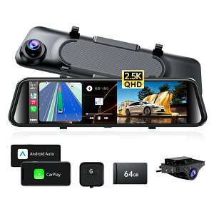 �y�ŒZ�������͂��z�h���C�u���R�[�_�[ �~���[�^ 2.5K 12�C���`�f�U�C�� CarPlay��AndroidAuto �O��J���� �S���ʃo�b�N�K�C�h�������� Type-C�d���|�[�g UHD ���� �B���z�� GPS���� WDR���Î��@�\ 170