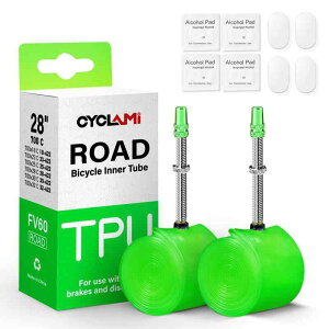 CYCLAMI 超軽量ロードバイクTPUインナーチューブ 700C自転車用インナーチューブ 金属バルブ長 フランス 45/60/80mm(4-8個のPCSバイクインナータイヤパッチ修理キットが含まれています) (FV60mm-2個)