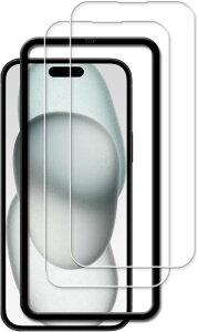 KPNS iphone 16 plus/iphone 15 plus �K���X �t�B�����y2���Z�b�g�z�K�C�h�g�t�� ���{�f�ސ� �����K���X �A�C�t�H�� 16 �v���X/�A�C�t�H�� 15 �v���X �p �K���X�t�B���� �����K���X �J�o�[ �ی�t�B����