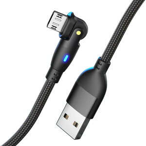 Micro USB �P�[�u�� L���^ 180�x��] USB�P�[�u�� 2m �}�C�N��USB (Type-B) �}���[�d �����f�[�^�]�� �Ή� Android�X�}�z PS4�R���g���[���[ �u���b�N �����^�ѕ֗� L���^180�x��] ����TPE�� USB�R�[�h