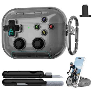 RFUNGUANGO AirPods Pro 3�p�P�[�X ���b�N�N���[�j���O�L�b�g�t�� 2025 �����N�[���Q�[�~���O�n�[�h�P�[�X �����d�b�X�^���h �ϏՌ��ی�J�o�[ AirPods Pro 3�p (�u���b�N)