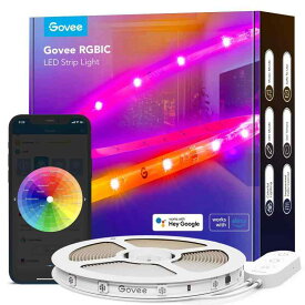 Govee(ゴビー) LED リボンライト (RGB‐IC 5メートル) インテリア シール 貼り付け 間接照明 ストリップライト RGB スマートホーム ゲーム部屋 アプリ連携 調光 調色 アレクサ Google Home 対応 カメラ