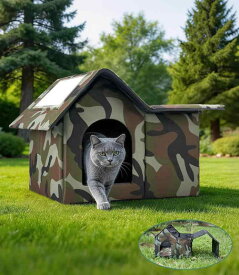 キャットハウス キャットベッド 2WAY 組立 ドーム型 屋外室内兼用 オールシーズン 耐水 雨風梅雨対策 害鳥カラス対策 ベランダバルコニー設置 折畳み 組立簡単 丸洗い可 ハンドル・固定ペグ