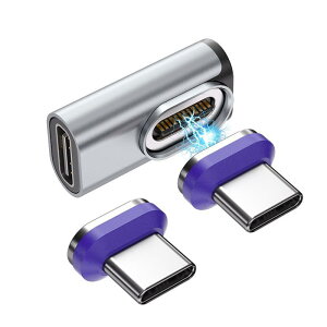 24ピン PD240W USB TYPE-C 変換アダプタ マグネット USB3.1 40Gbps 4K/60Hz USB C タイプC 変換アダプター Thunderbolt3 急速充電 磁石 防塵 For USB Cデバイス対応- 1アダプター2コネ
