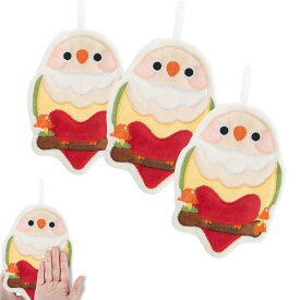 YOOSO WING 3枚セットリング付きタオル オウムハンドタオル コーラルフリースハンドタオル 吸水性 速乾性 ふわふわ かわいいオウム柄 家庭用 キッチン 洗面台 保育園 ギフトに最適 23*19cm