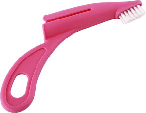 犬用指歯ブラシ、犬用歯ブラシ、口臭歯石歯クリーニングツール、猫用歯ブラシ、子犬用歯ブラシ、長いハンドル付き、犬の歯のクリーニング用、口腔ケア用 ローズレッド、オーラルケア