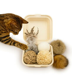 HOLYCAT 猫 おもちゃ ボール 6種セット 猫のおもちゃ 人気 コロコロ 天然素材 無添加 無着色 天然ラビットファー毛玉 静音設計 ねこ おもちゃ 猫用おもちゃ 一人遊び 噛むおもちゃ デンタルケ