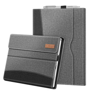Fintie Microsoft Surface Pro 7 / 6 / 5 2017 / 4 / 3 �P�[�X �J�o�[ �^�u���b�g�P�[�X �S�ʕی� ���^ �X�^���h�@�\�t�� �}���`���p PU ���U�[ �|�P�b�g�t�� �y���z���_�[�t�� ���[�� (�O���[)