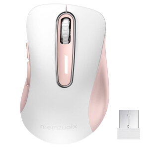 memzuoix ���C�����X�}�E�X ���� 2.4GHz �l�ԍH�w�f�U�C�� �����Ԏg�p�Ŕ��ɂ��� 1400DPI �����x���w�g���b�L���O �������p USB ���V�[�o�[�t�� 5�{�^�� PC �m�[ �gMacBook Chrome OS �Ή��A�z���C�g��