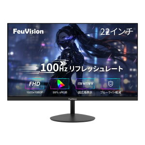 FeuVision �Q�[�~���O���j�^�[ 22�C���` �t��HD 1080p 100Hz, 3�Ӓ����z�����^, �u���[���C�g�y��, �I�t�B�X�pPC���j�^�[, VESA, HDMIVGA