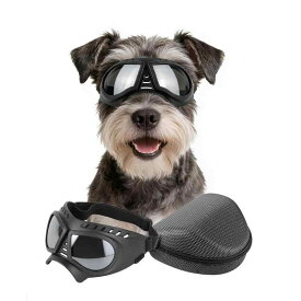 PETLESO 犬用ゴーグル中型犬用紫外線カットサングラス 中小型犬用サングラス、ドライブ 散歩 旅行に適している (シルバーレンズ)